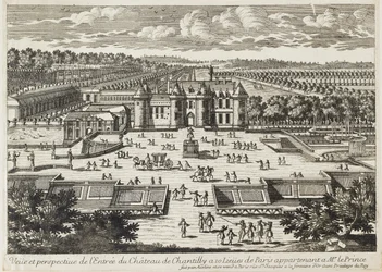 Blick auf das Schloss Chantilly von der Orangerie